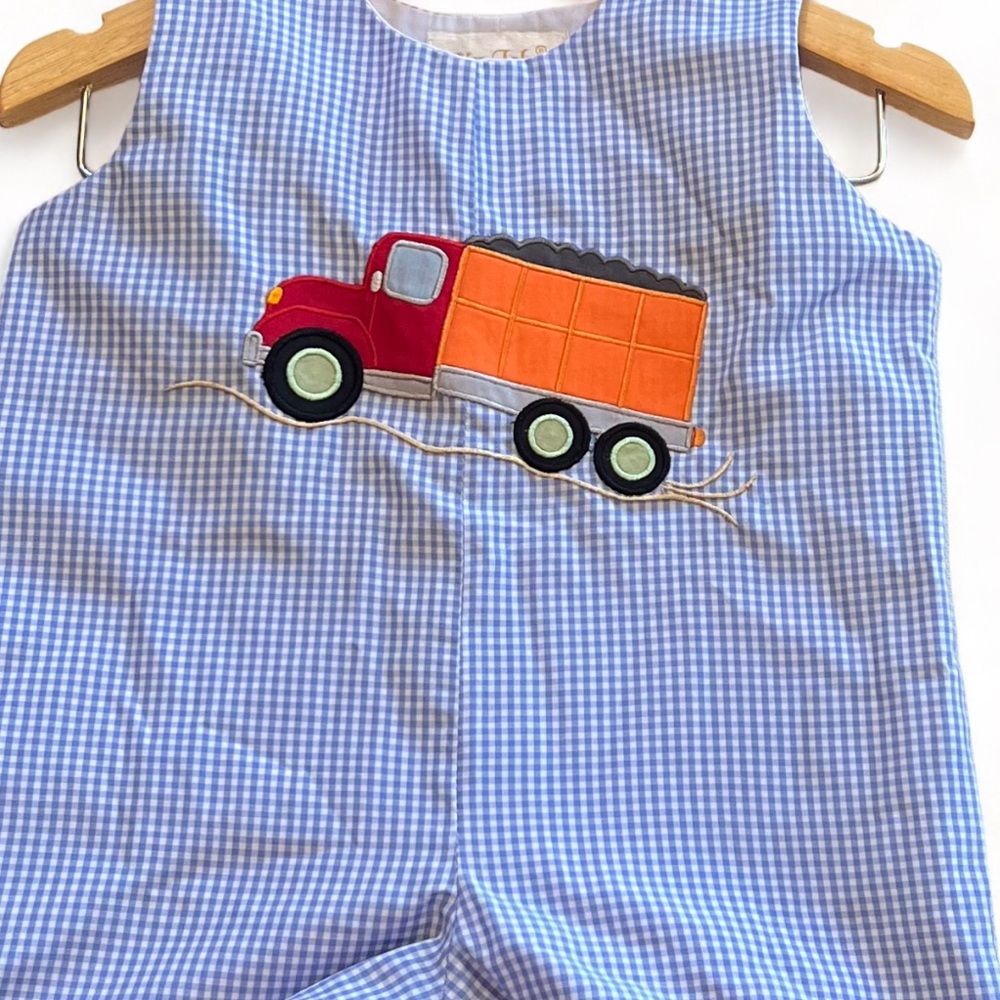 Sir John By Rosalina Truck Appliqué Gingham Jon Jon